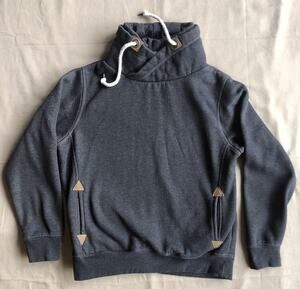 HanTon Women L Cowl Neck Sweatshirt Charcoal Drawstring Fleece Pullover Cozy
